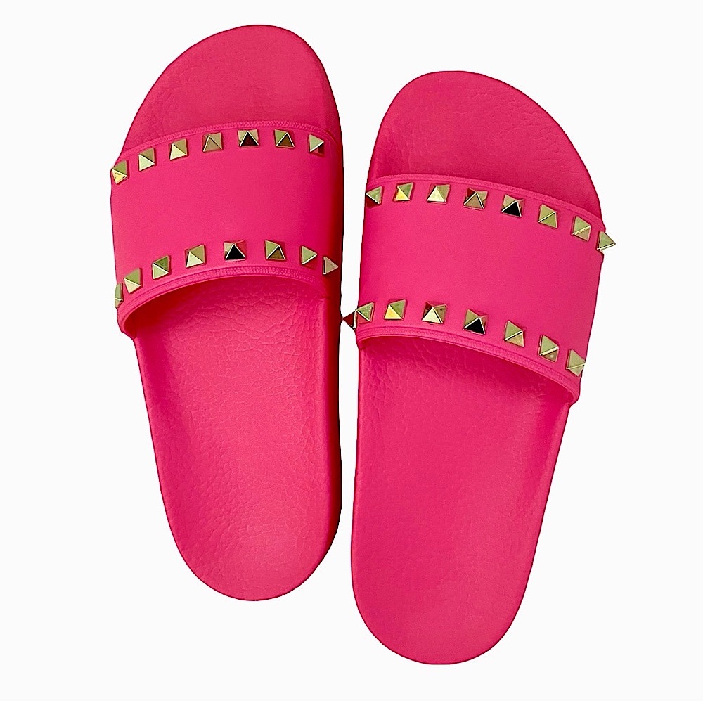 VALENTINO Rockstud Accents Rubber Slides - Size 37